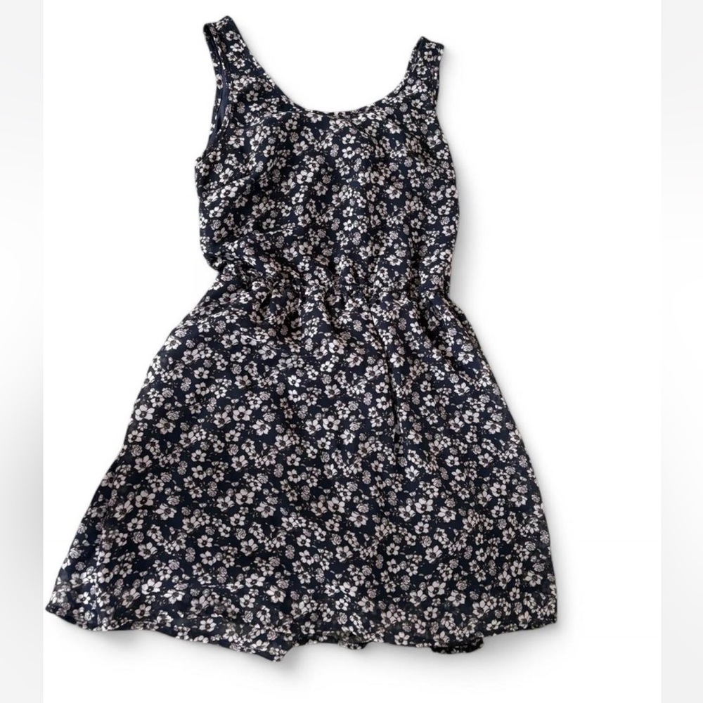 Blue floral open back dress